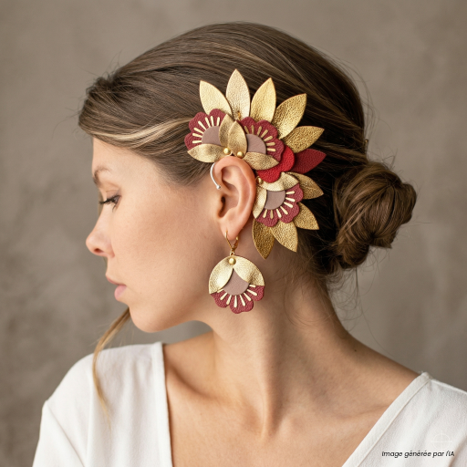 Exemple de réalisation d'un bijou de cheveux artisanal conçu par un apprenant en formation CS Bijouterie de mode à la Philomathique de Bordeaux.