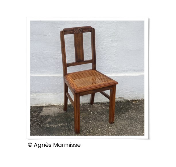 Type de chaise fourni par la Philomathique pour la réalisation de la formation en cannage traditionnel à 6 brins.