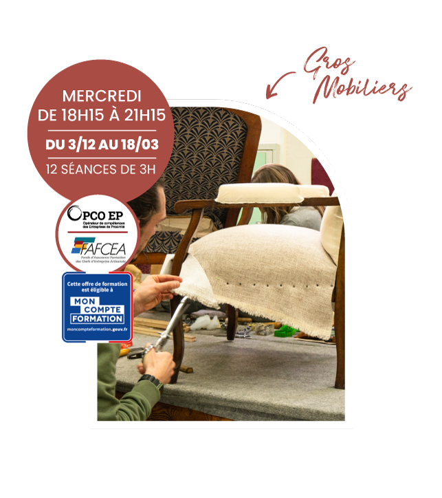 Atelier de restauration fauteuil crin traditionnel mercredi Bordeaux.