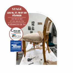 Stage restauration mobilier crin intensif Bordeaux.
