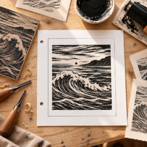Stage d'initiation à la linogravure et à la reliure japonaise